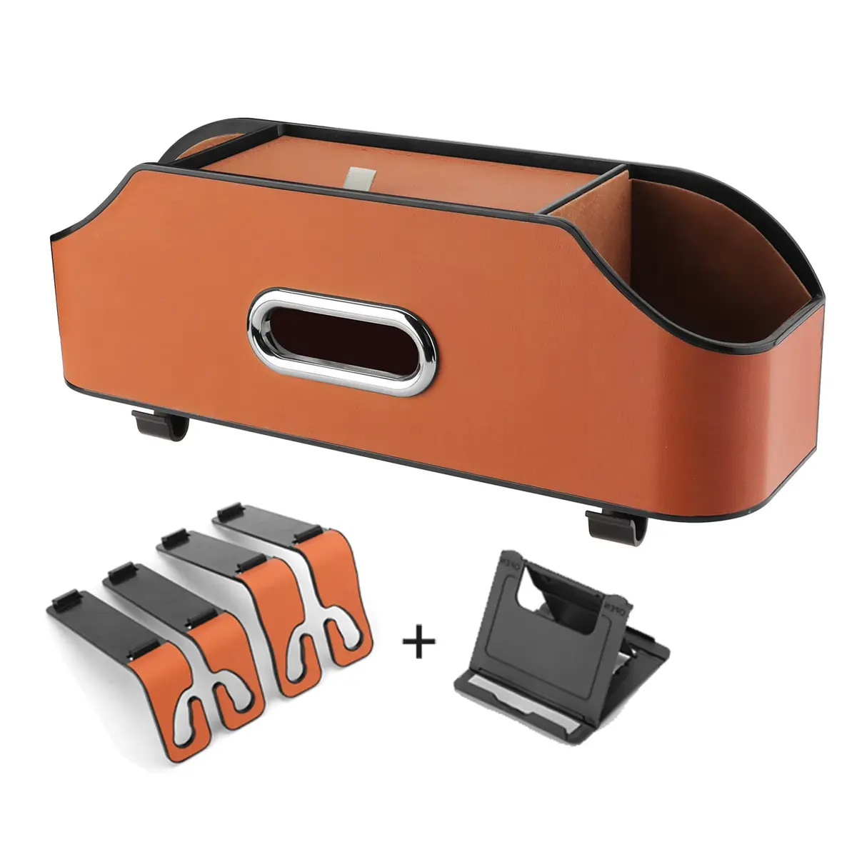 HOLDCY Car Back Seat Organizer with 2 Cup Holders, Tissue Storage, Orange | Waterproof, Durable & Easy to Install - view 7
