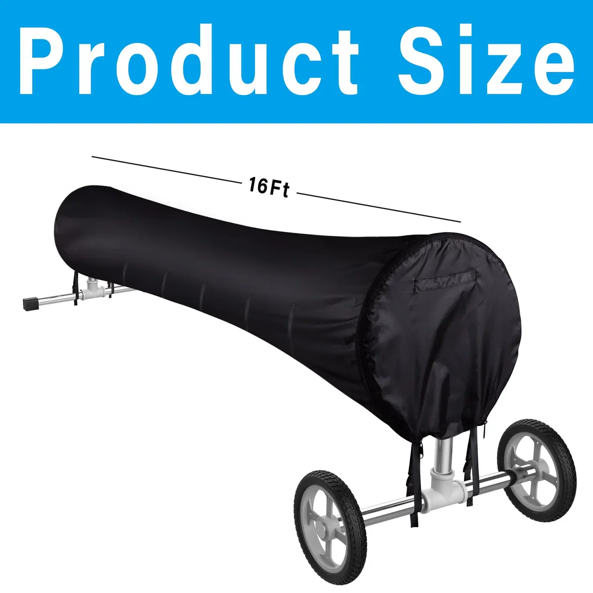 Tlswshsy 16 FT Solar Reel Cover for Swimming Pools | Heavy Duty Woven Polyethylene with Velcro Straps - view 2