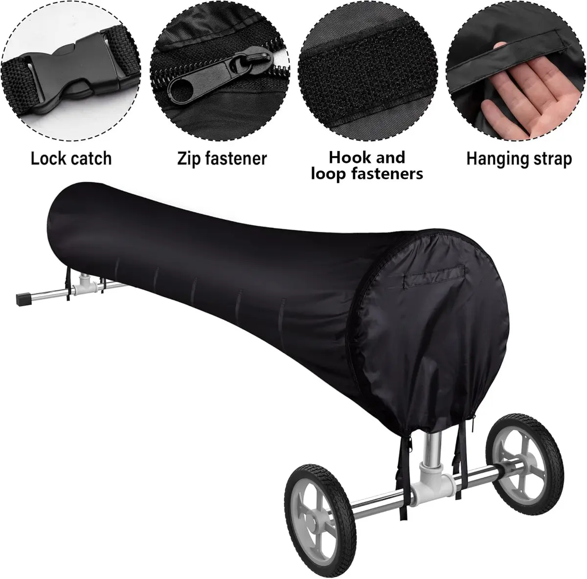 Tlswshsy 16 FT Solar Reel Cover for Swimming Pools | Heavy Duty Woven Polyethylene with Velcro Straps - view 3
