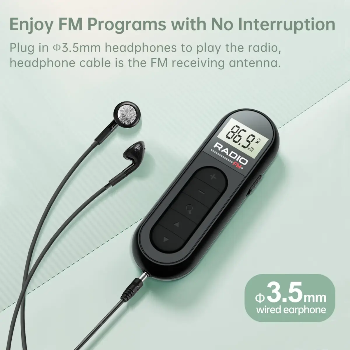 UMUTOO MI03 Pocket FM Radio with Clip Rechargeable Black | Portable Personal FM Receiver for Outdoor Use - view 7