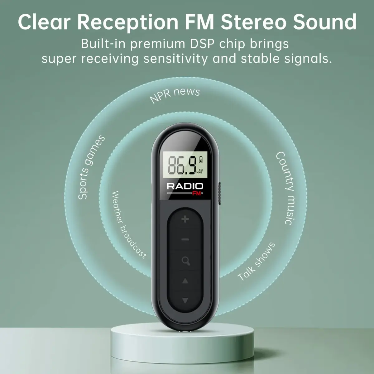 UMUTOO MI03 Pocket FM Radio with Clip Rechargeable Black | Portable Personal FM Receiver for Outdoor Use - view 3