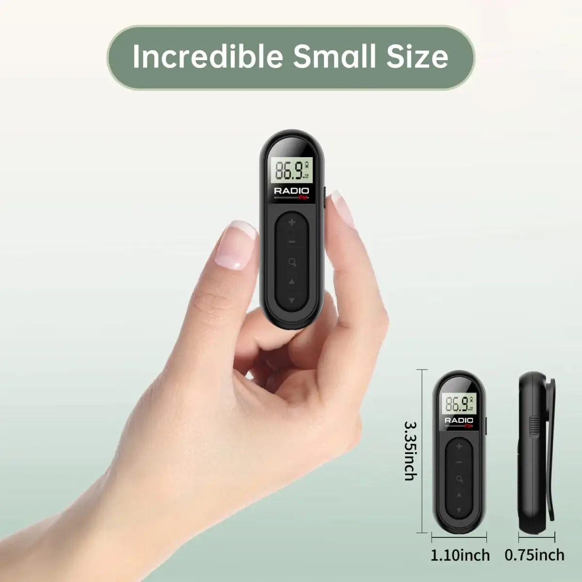 UMUTOO MI03 Pocket FM Radio with Clip Rechargeable Black | Portable Personal FM Receiver for Outdoor Use - view 4