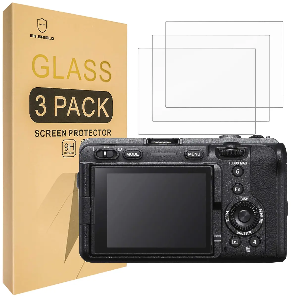 Mr.Shield 3-Pack Tempered Glass Screen Protector for Sony Alpha FX3 ILME-FX3/FX3A | 9H Hardness, 99.99% Clarity - main product image