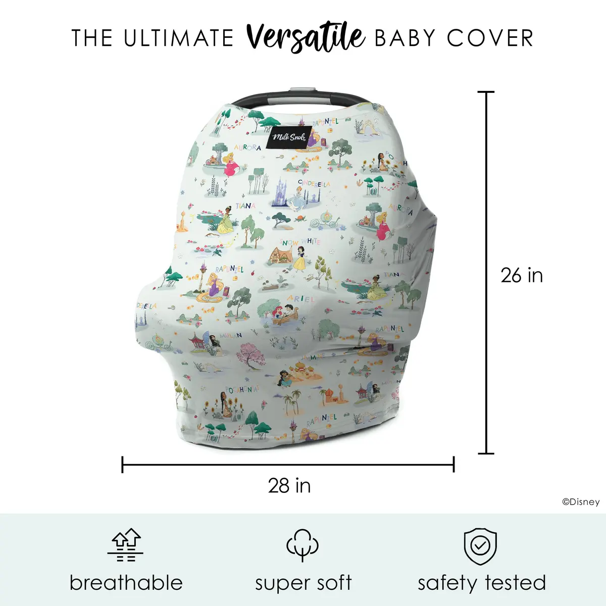 Milk Snob Original Disney Enchanted Kingdoms 5-in-1 Cover 225 ml (8 fl oz) | Multi-Use Car Seat Canopy & Nursing Cover - view 7