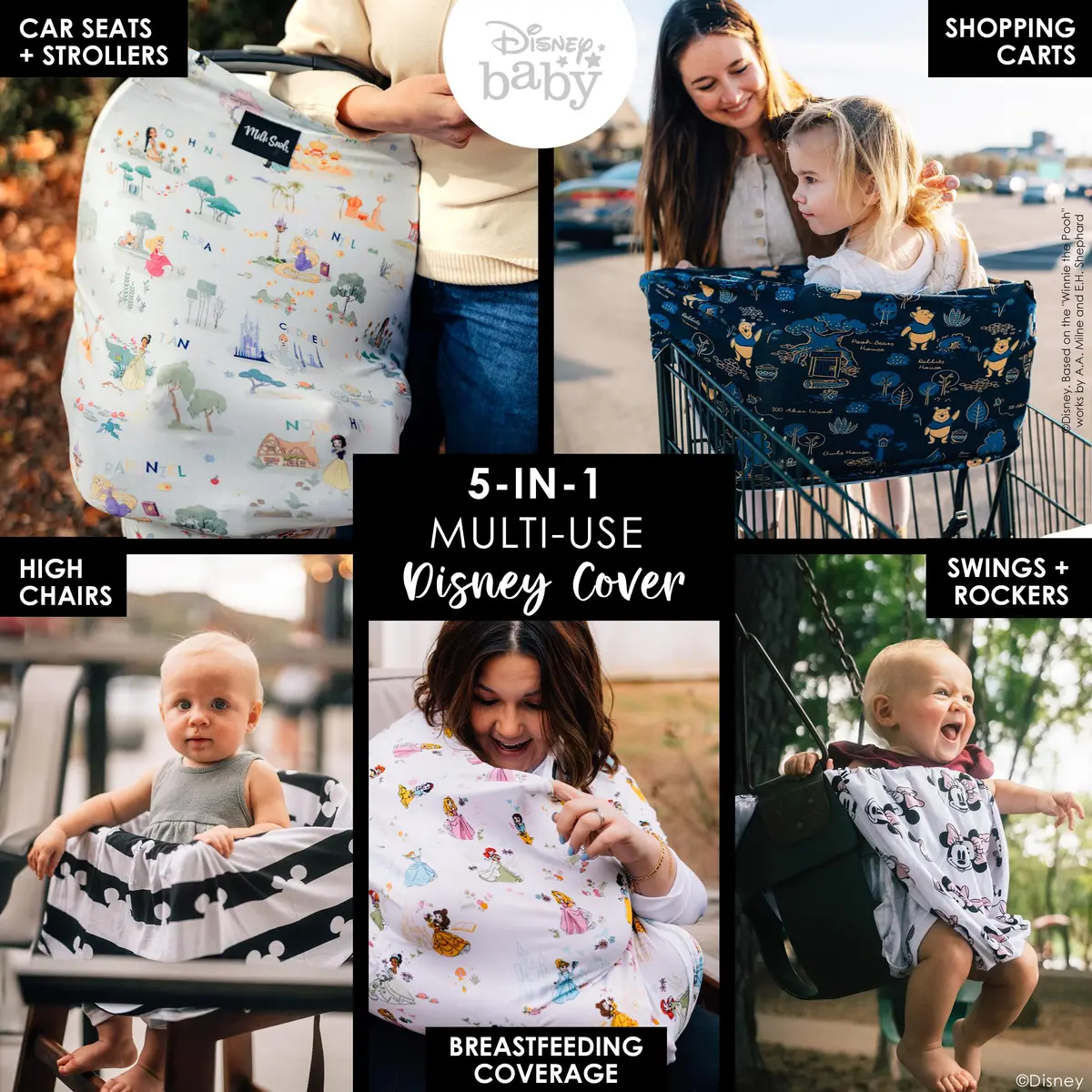Milk Snob Original Disney Enchanted Kingdoms 5-in-1 Cover 225 ml (8 fl oz) | Multi-Use Car Seat Canopy & Nursing Cover - view 2
