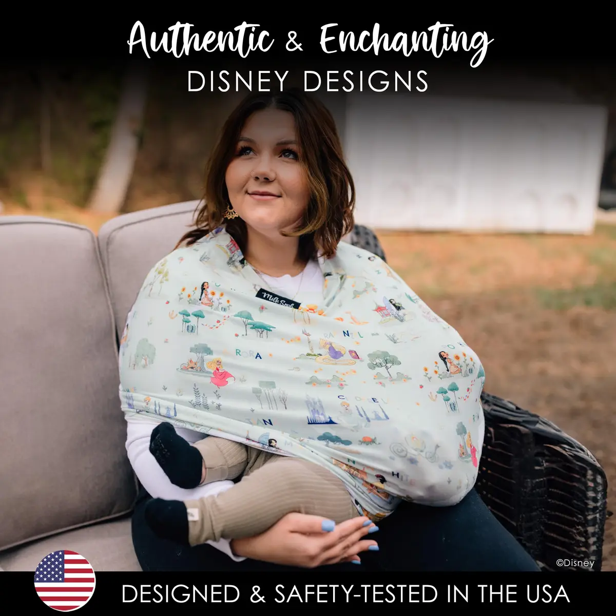 Milk Snob Original Disney Enchanted Kingdoms 5-in-1 Cover 225 ml (8 fl oz) | Multi-Use Car Seat Canopy & Nursing Cover - view 4