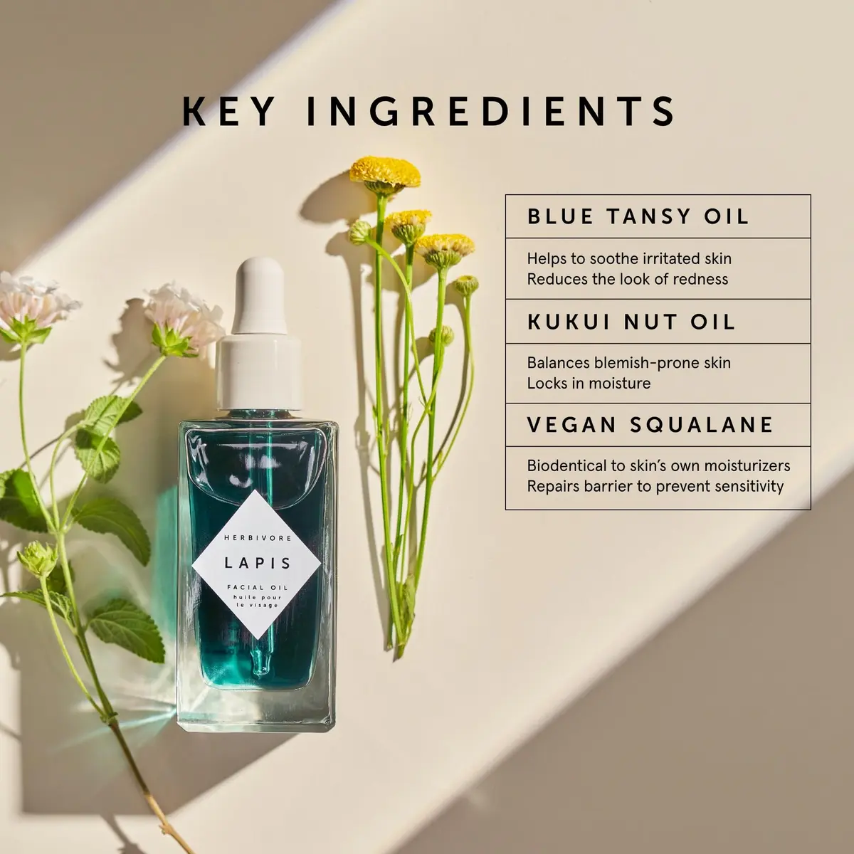 HERBIVORE Lapis Facial Oil 30mL | Balances Oil & Soothes Redness with Blue Tansy & Squalane - view 4