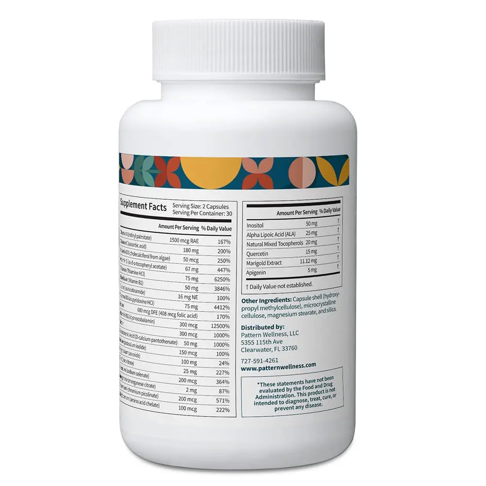 Pattern Wellness Multivitamin for Men & Women – 60 Vegan Capsules | Supports Energy & Whole Body Health - view 3