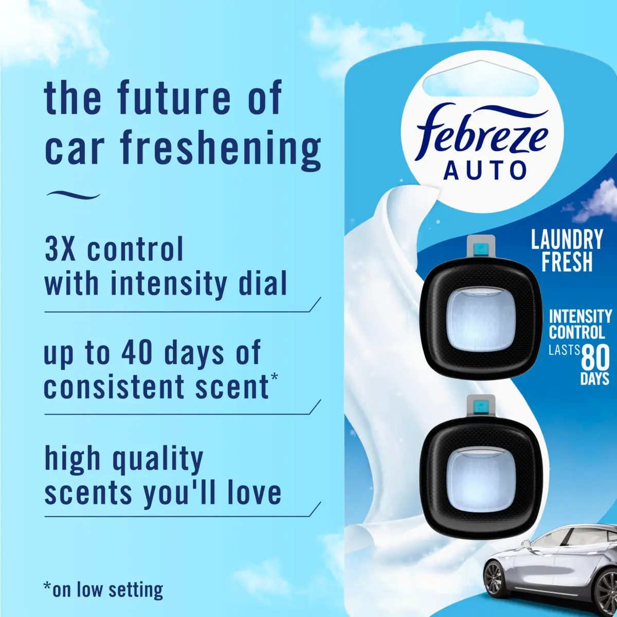 Febreze Car Vent Clip Air Freshener, Laundry Fresh Scent, 0.07 Oz (Pack of 4) | Eliminates Odors - view 2
