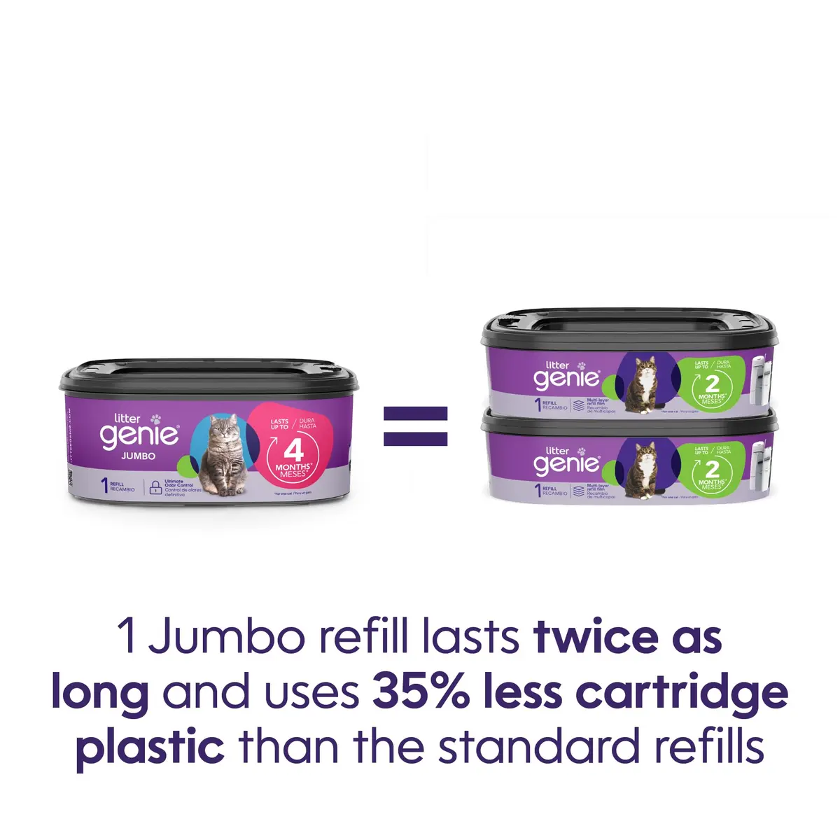 Litter Genie Jumbo Refill Bags 2-Pack (56 ft Continuous Film) | Odor-Locking Waste Bags for Cat Litter - view 5