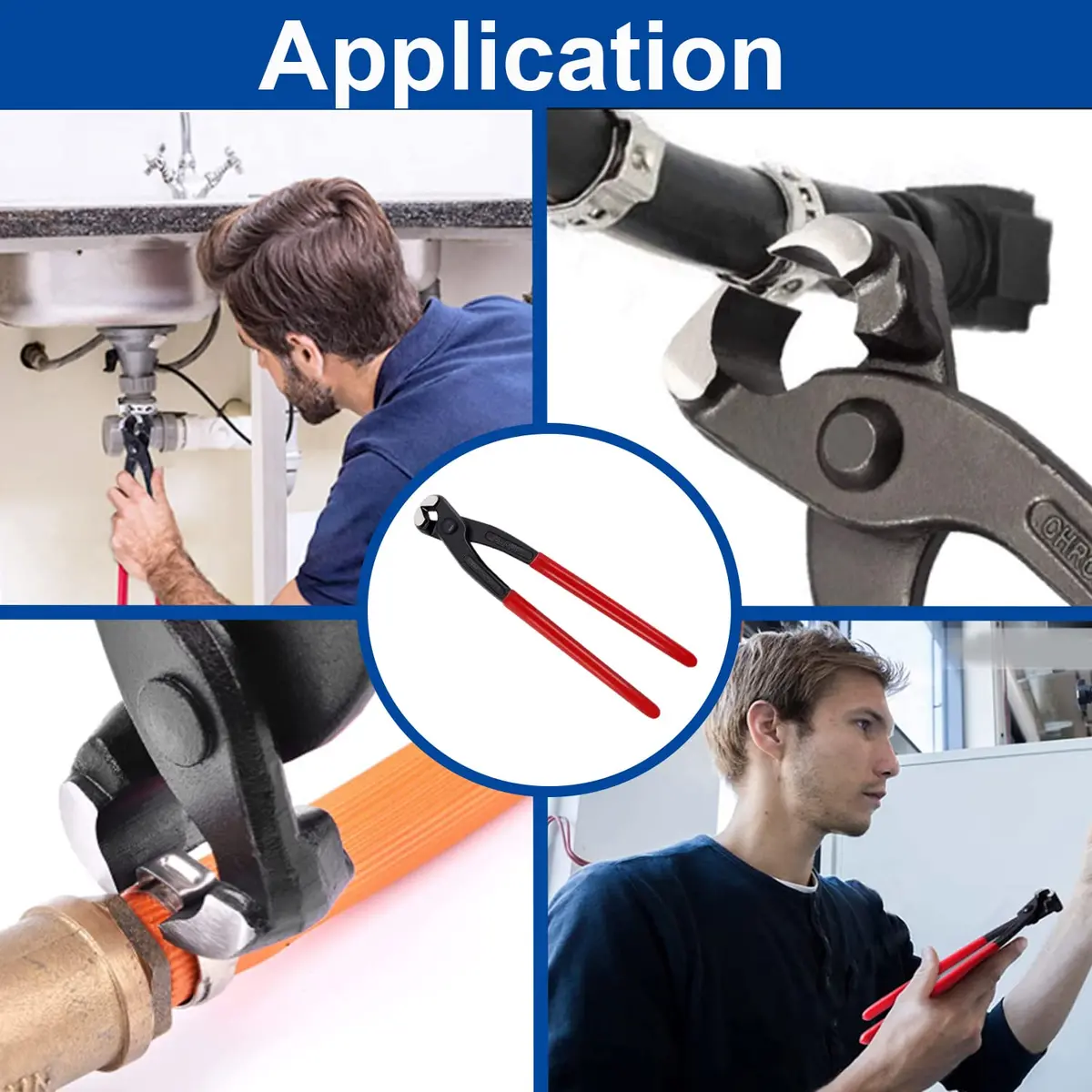 Tnisesm Ear Clamp Pliers 9 inch | Carbon Steel Hose Clamp Crimping Tool for Pipes & Fuel Lines - view 6