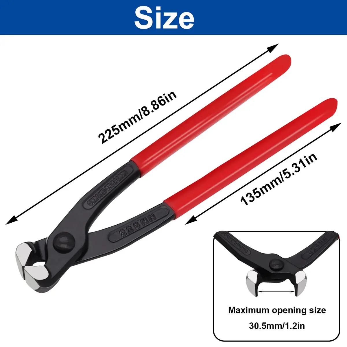 Tnisesm Ear Clamp Pliers 9 inch | Carbon Steel Hose Clamp Crimping Tool for Pipes & Fuel Lines - view 2