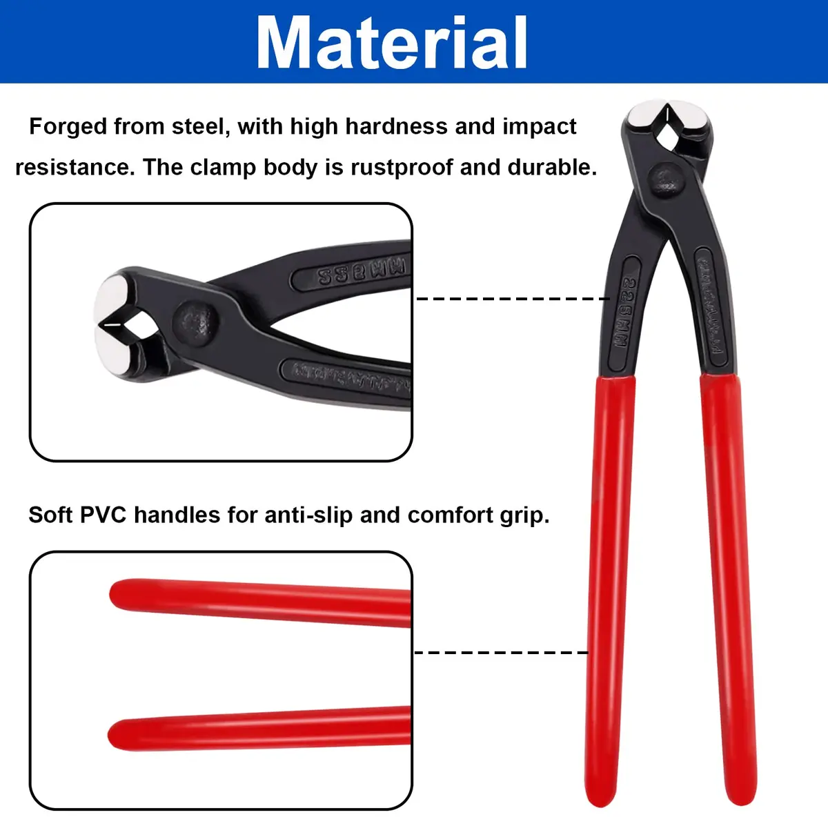 Tnisesm Ear Clamp Pliers 9 inch | Carbon Steel Hose Clamp Crimping Tool for Pipes & Fuel Lines - view 3