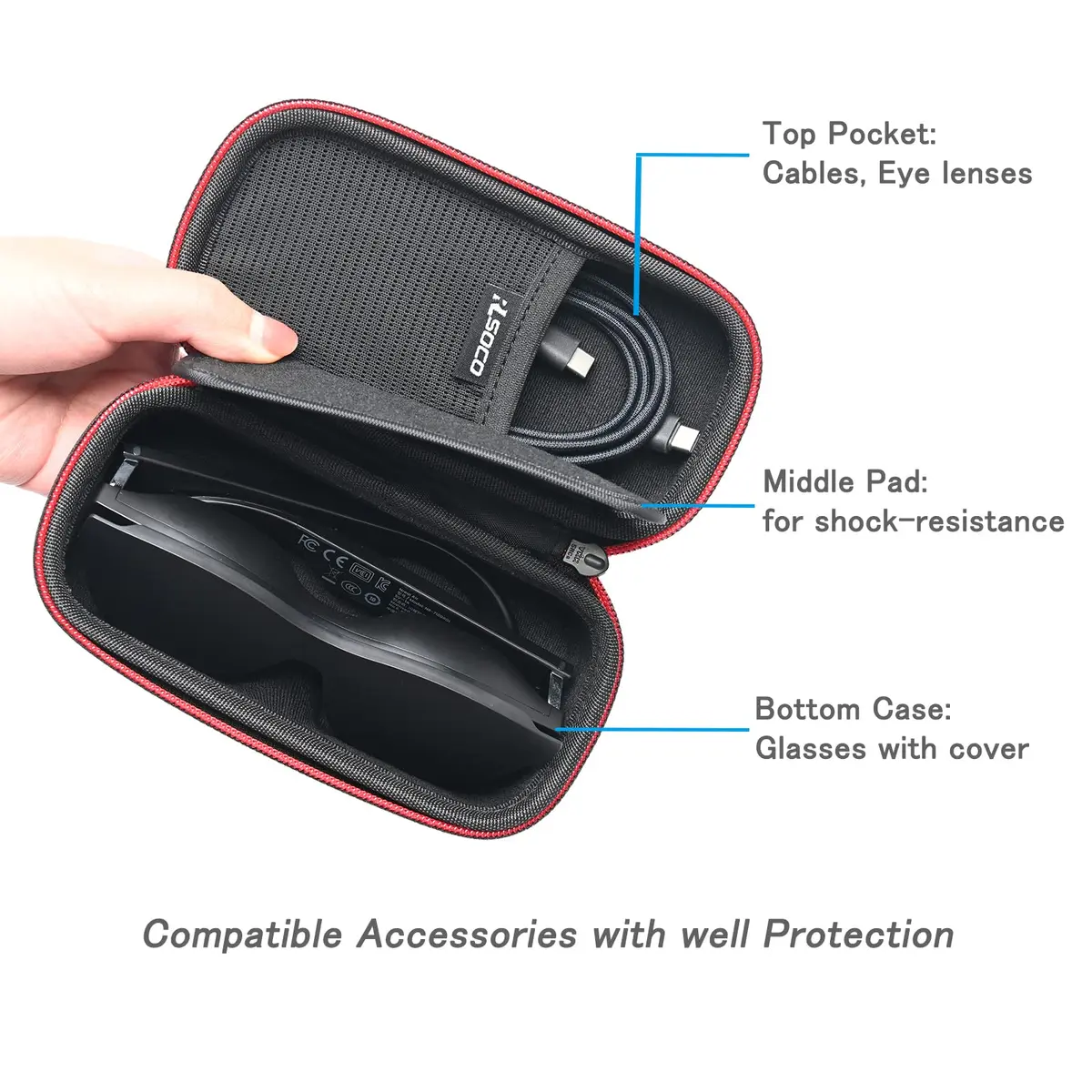 RLSOCO Carrying Case for XREAL One Pro AR Glasses | Lightweight PU Leather with EVA Foam - view 4