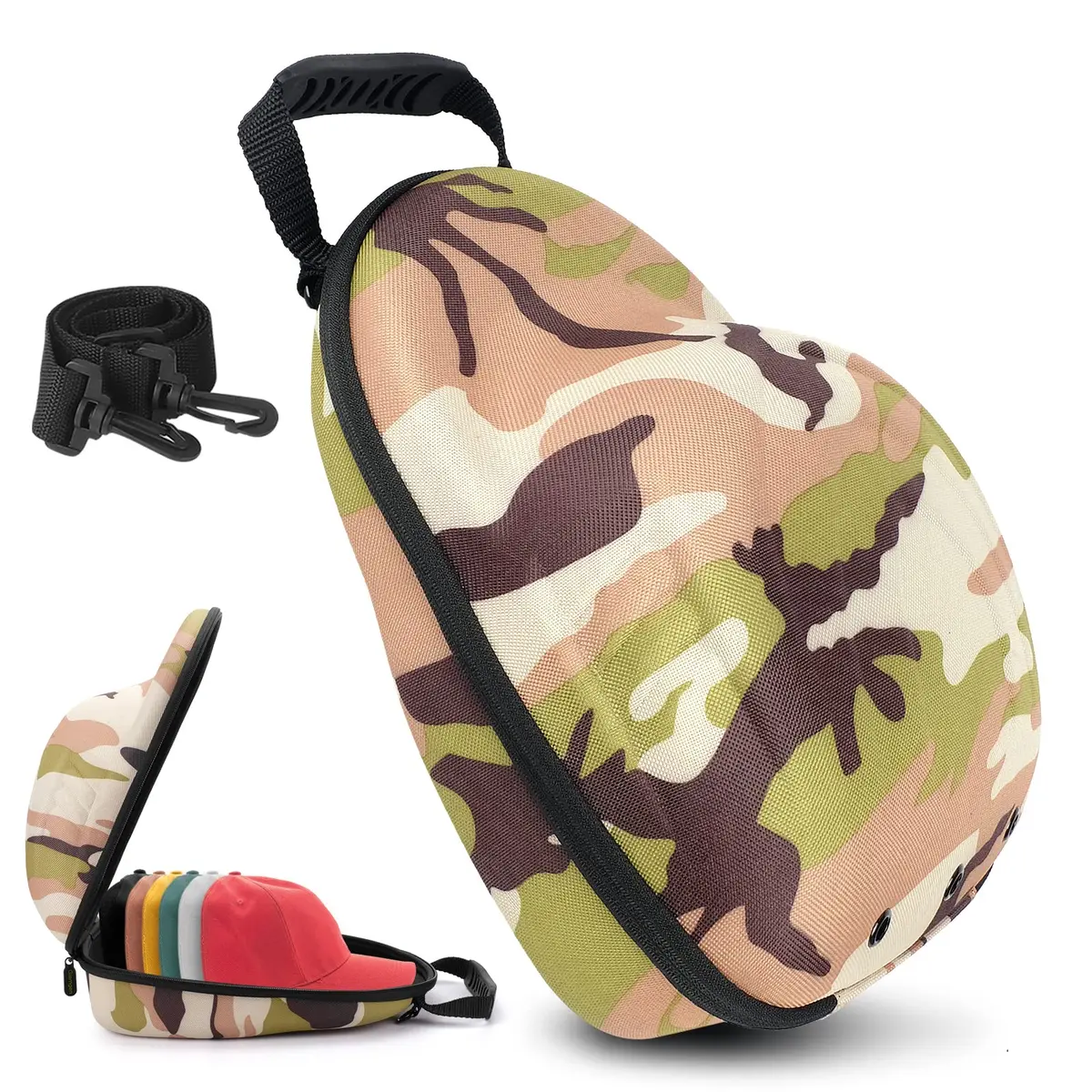 Glamgen Hat Travel Hard Case for 6 Baseball Caps | Lightweight & Durable Organizer with Shoulder Strap - main product image