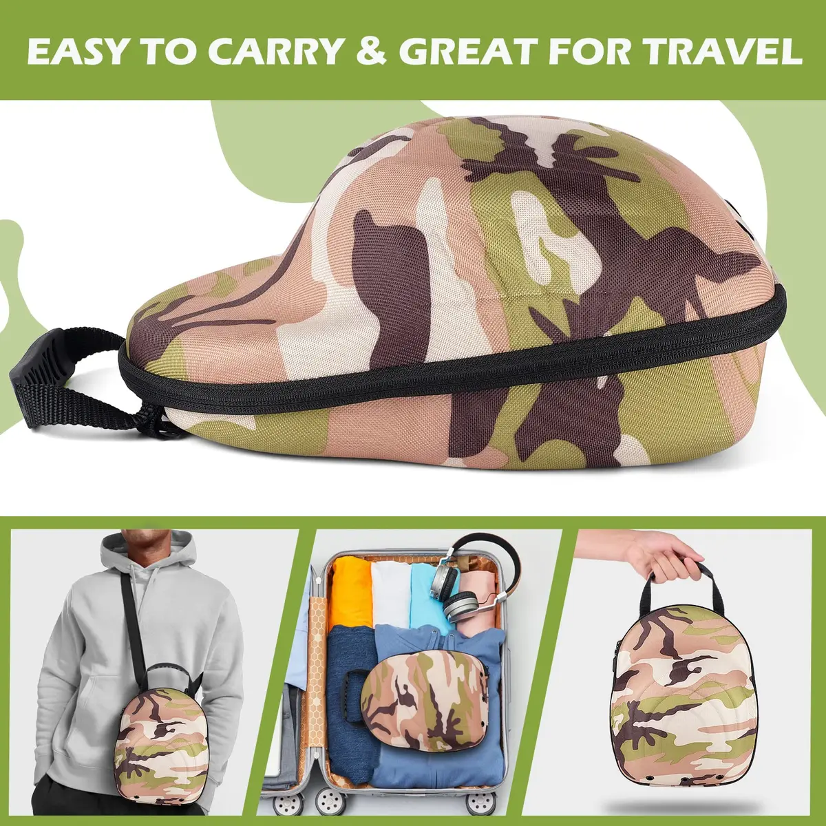 Glamgen Hat Travel Hard Case for 6 Baseball Caps | Lightweight & Durable Organizer with Shoulder Strap - view 2