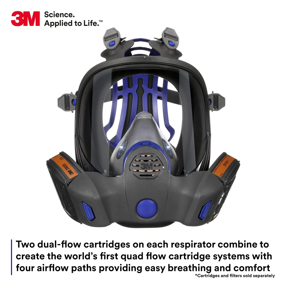 3M Secure Click Full Face Reusable Respirator FF-803 Large | Comfortable, Breathable & Easy Communication - view 4