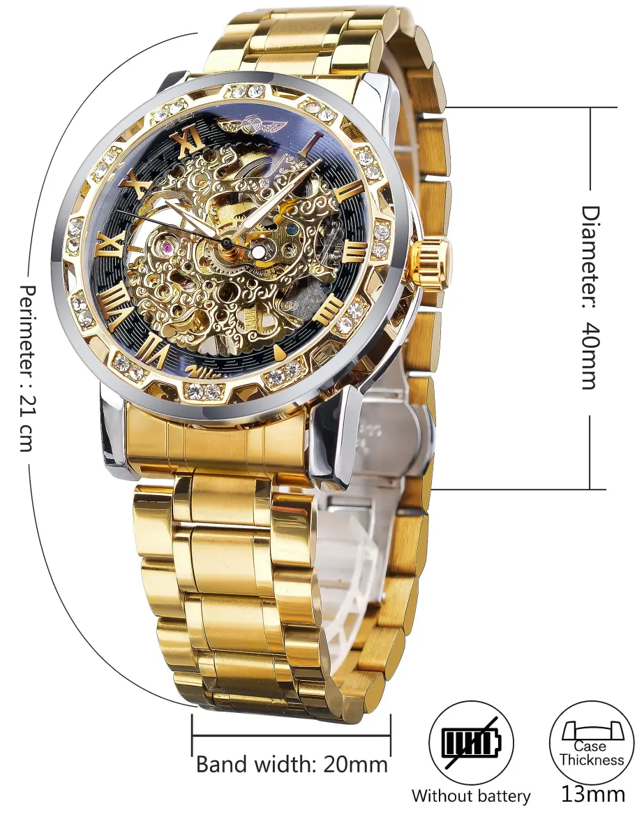FORSINING Retro Skeleton Automatic Watch 40mm (1.57in) | Diamond Embellished Mechanical Wristwatch - view 6