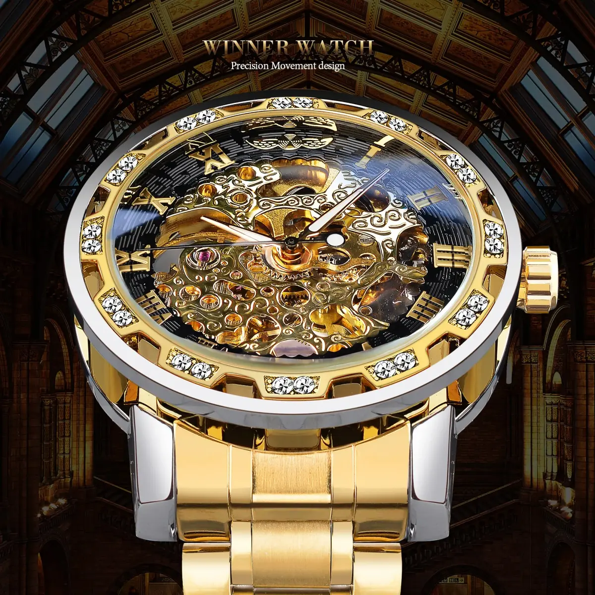 FORSINING Retro Skeleton Automatic Watch 40mm (1.57in) | Diamond Embellished Mechanical Wristwatch - view 2