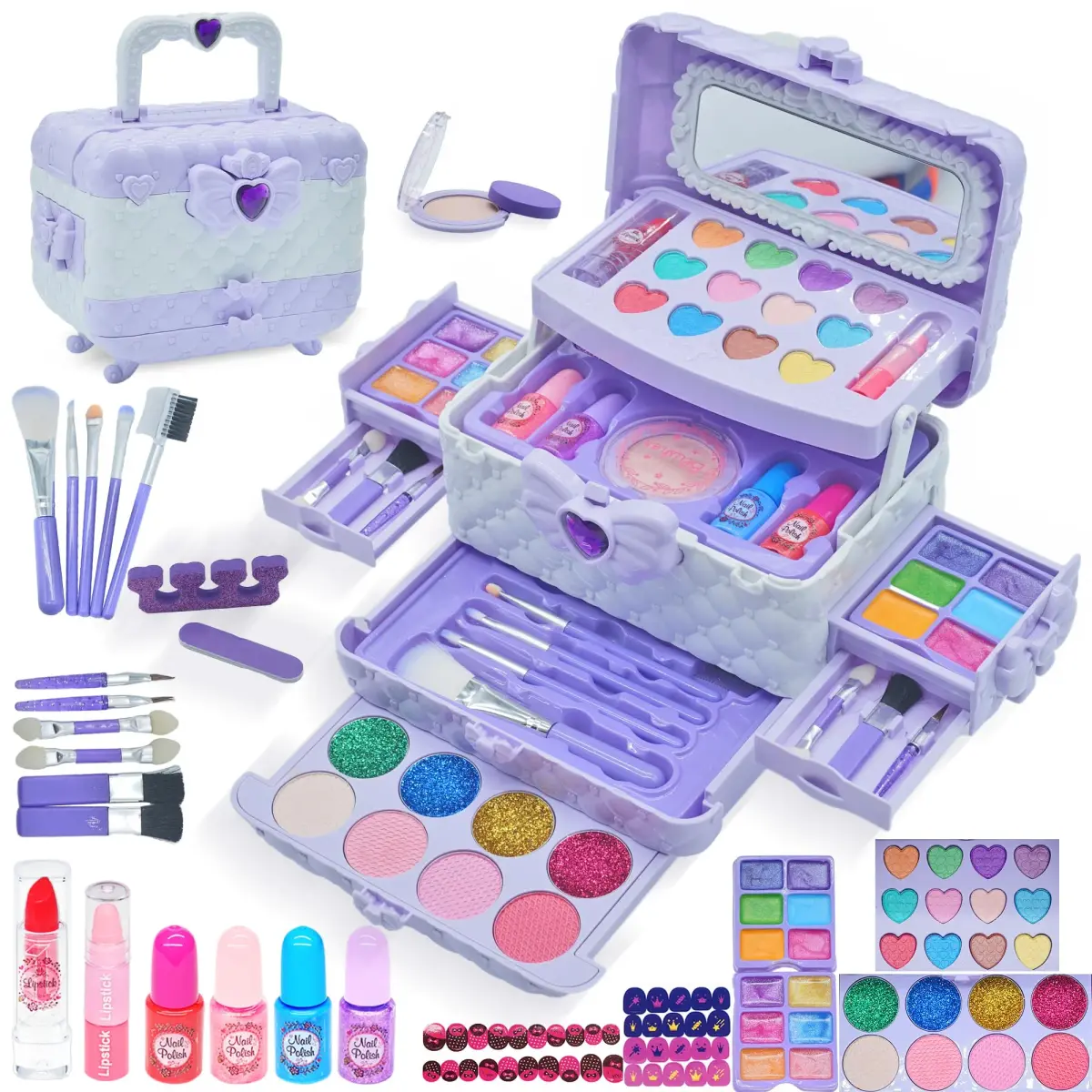 Mrabbitoo Kids Makeup Set Purple 739g (1.63lb) | Washable Pretend Play Toy for Girls Ages 3-12 - main product image