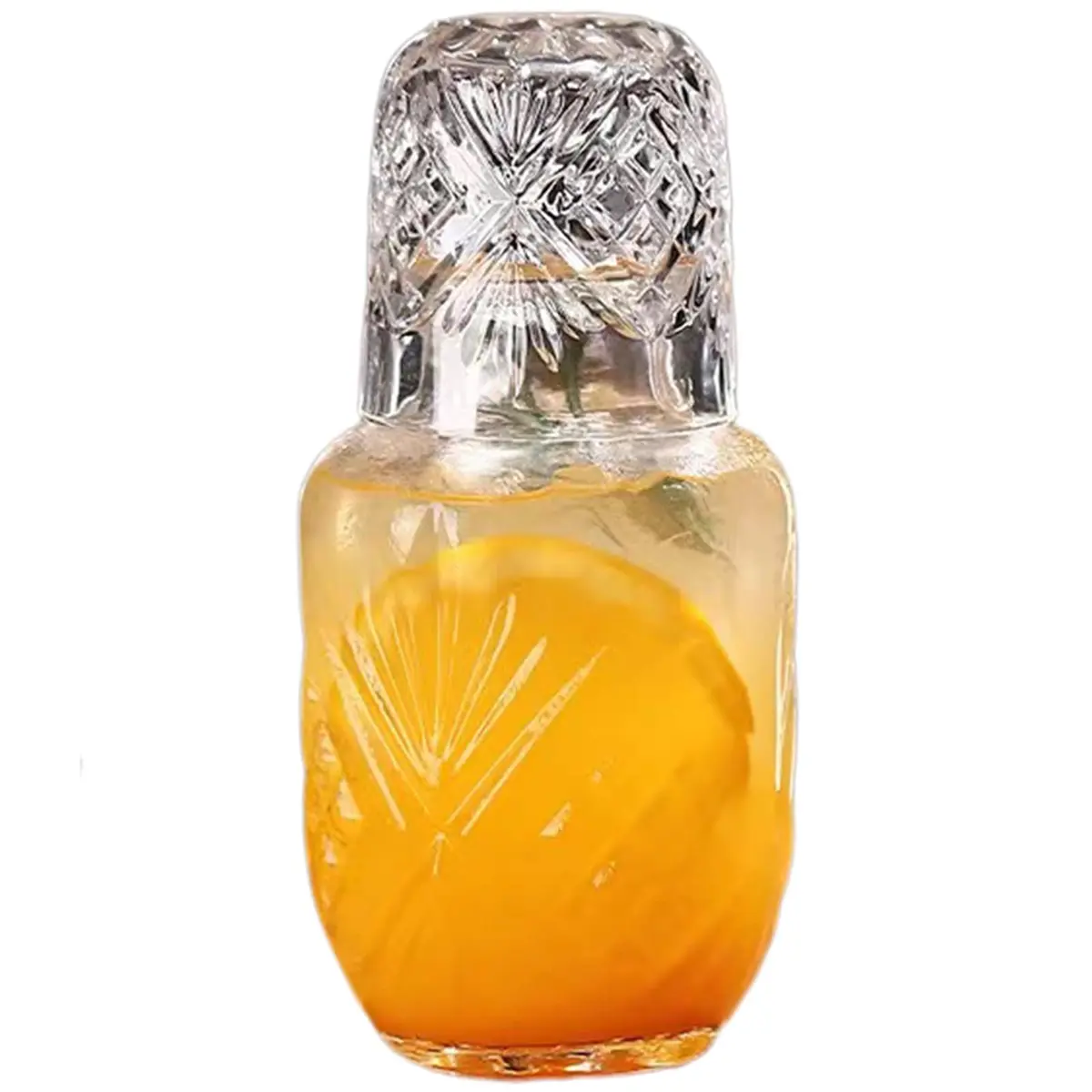 Mfacoy Bedside Water Carafe and Glass Set | Thick Glass, 17 OZ Jug & 5 OZ Cup, Dishwasher Safe, Vintage Design - view 7