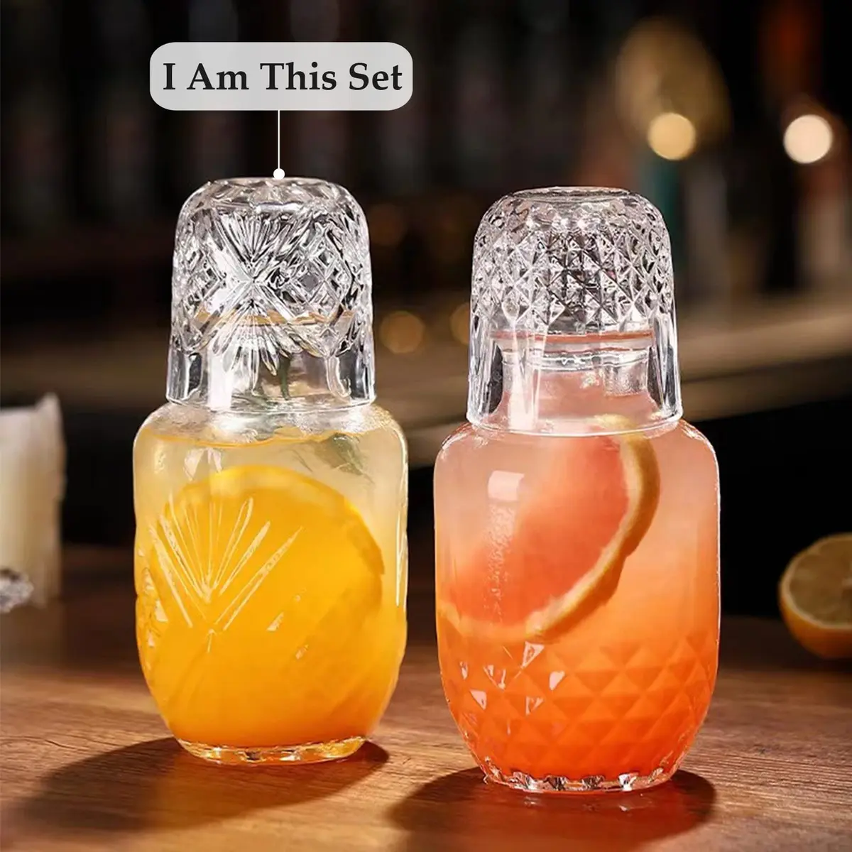 Mfacoy Bedside Water Carafe and Glass Set | 17 OZ Glass Pitcher & 5 OZ Cup | Vintage Bedroom Serveware - view 2