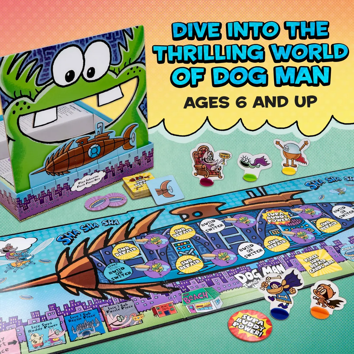 University Games Dog Man Twenty Thousand Fleas Under the Sea Board Game | Ages 6+ | Cooperative Family Fun - view 7