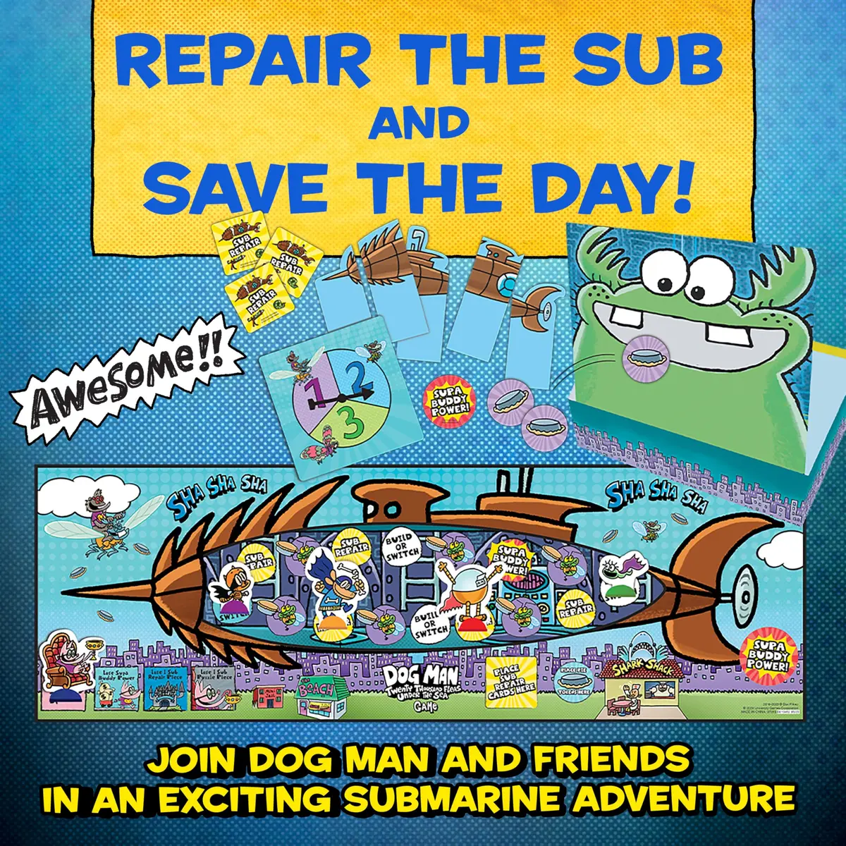 University Games Dog Man Twenty Thousand Fleas Under the Sea Board Game | Ages 6+ | Cooperative Family Fun - view 2