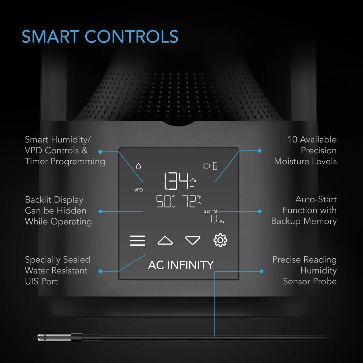 AC Infinity CLOUDFORGE T3 Plant Humidifier 4.5L | Smart VPD & Humidity Control for Growers - view 3