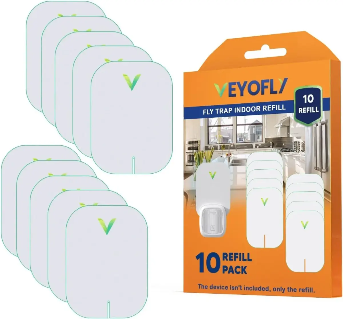 VEYOFLY Fruit Fly & Gnat Trap Refills (10-Pack) | Official USA Import, Non-Toxic Glue Boards - main product image