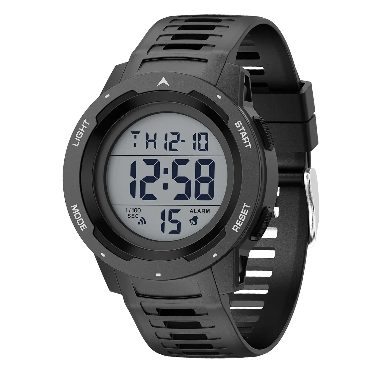 GOLDEN HOUR Waterproof Digital Sport Watch 50mm | Easy Read Military Style with Black Rubber Strap - view 2