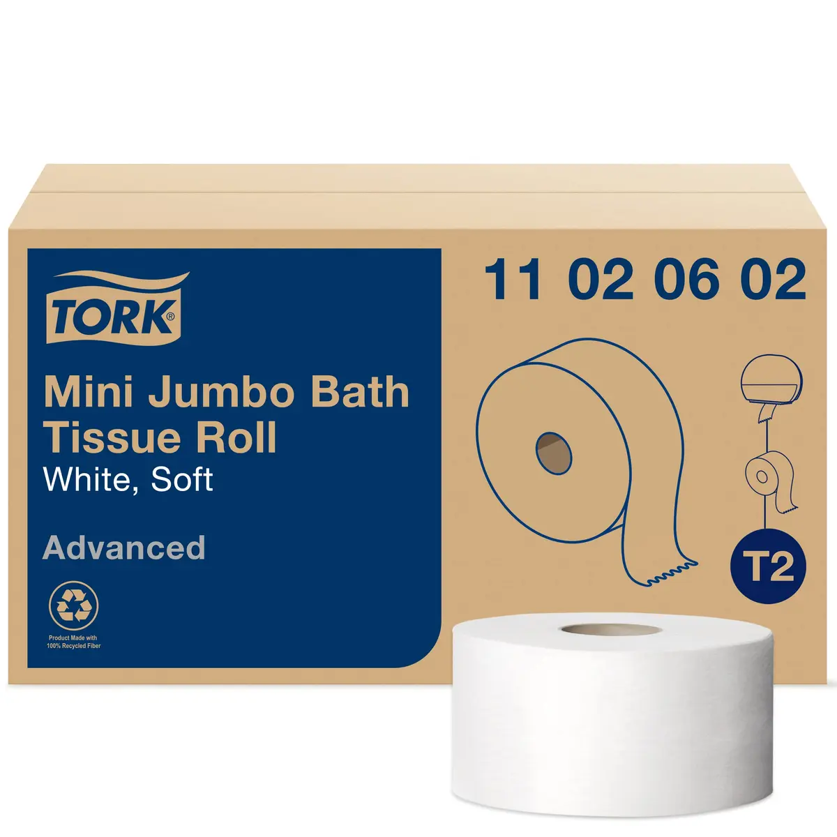 Tork White Paper Towel Roll & Mini Jumbo Bath Tissue Roll - 12 Rolls | 2-Ply Sheets, 21612 Total Towels - view 5
