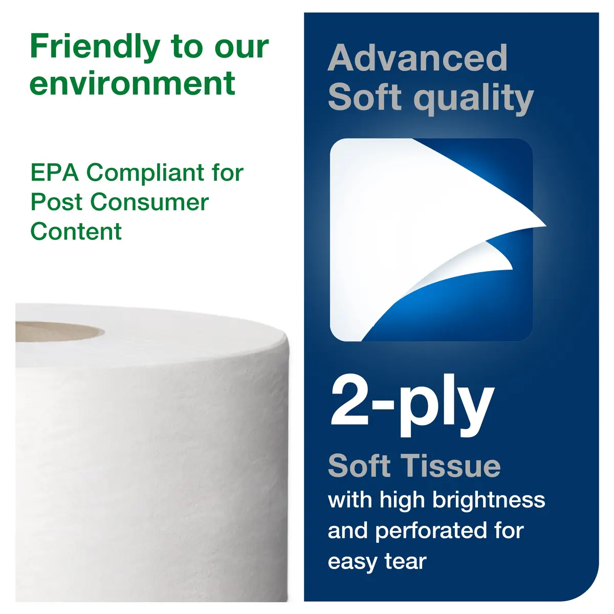 Tork White Paper Towel Roll & Mini Jumbo Bath Tissue Roll - 12 Rolls | 2-Ply Sheets, 21612 Total Towels - view 7