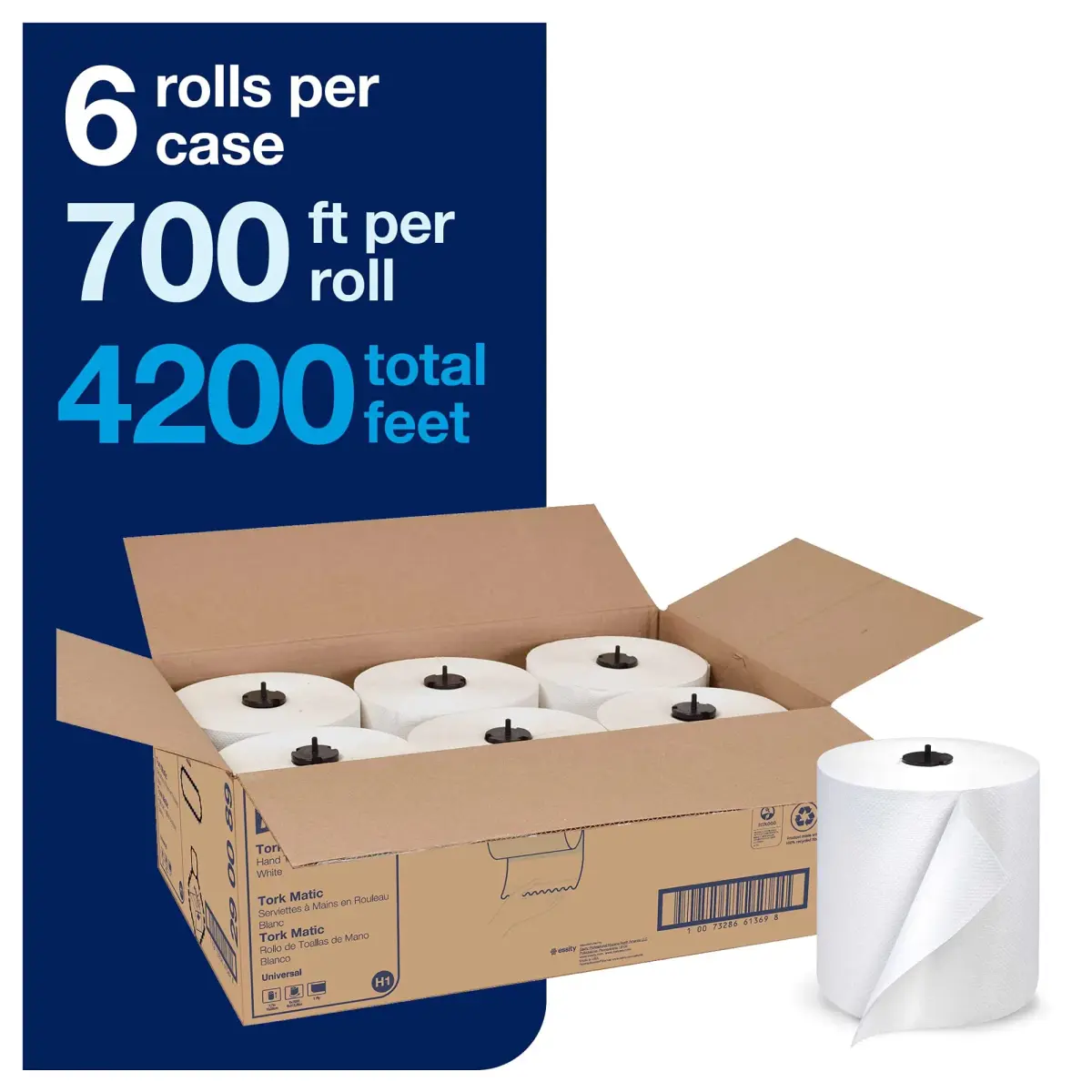 Tork Matic Soft Hand Towel Roll, White, 6 Rolls x 700 ft | Eco-Friendly Bulk Size - view 6