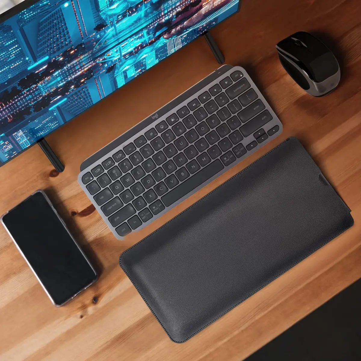 LEZE Black PU Leather Keyboard Sleeve Case for Logitech MX Keys Mini & MX Mechanical Mini Wireless Keyboards | Easy Carry & Water Resistant - view 5