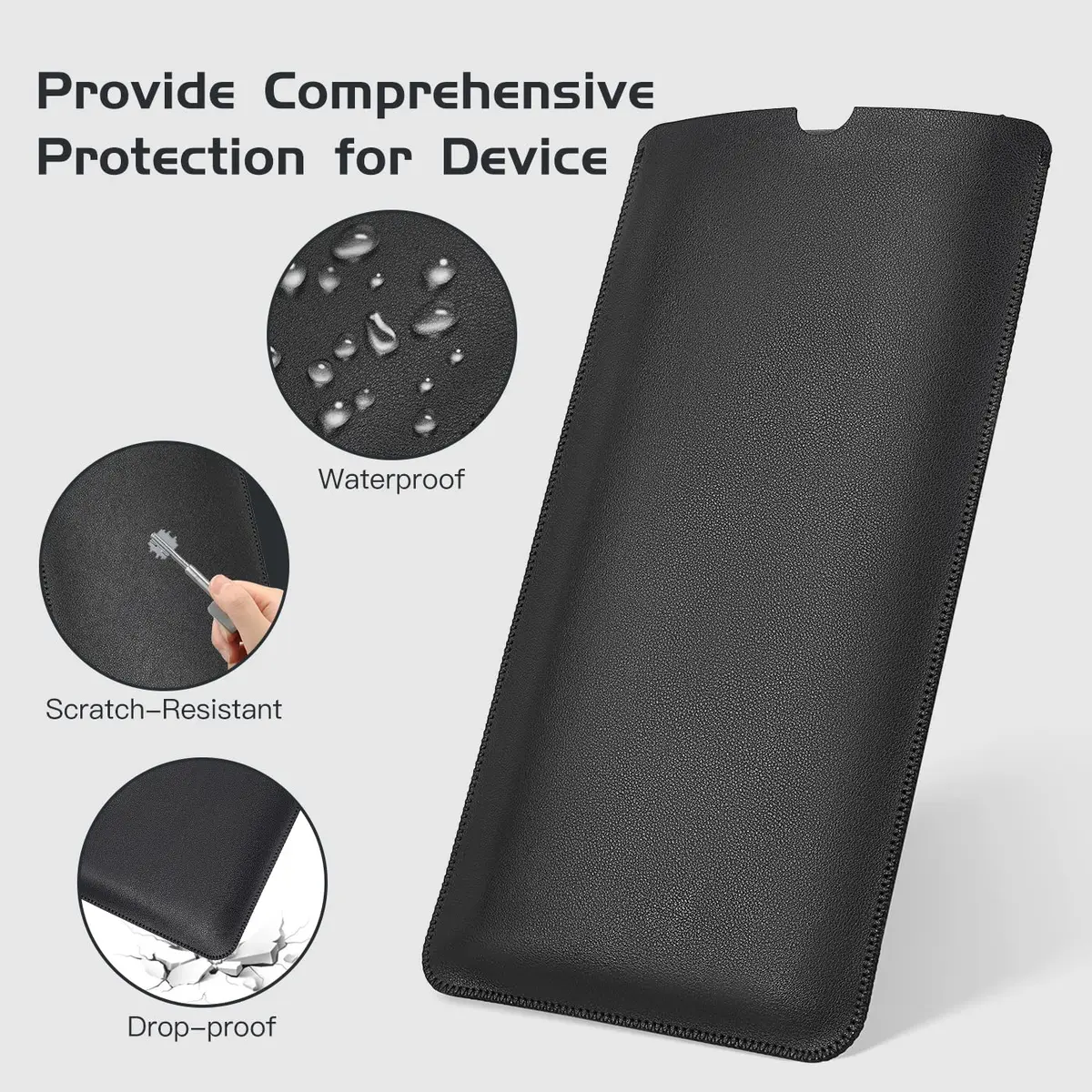 LEZE Black PU Leather Keyboard Sleeve Case for Logitech MX Keys Mini & MX Mechanical Mini Wireless Keyboards | Easy Carry & Water Resistant - view 4