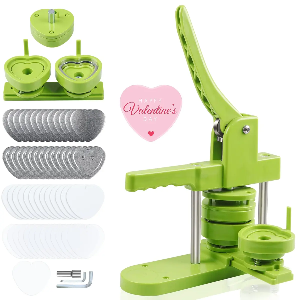 MK.Bear Heart Button Maker Machine Replaceable Badge-Model, DIY Button Pin Maker Kit, Badge Press Machine with 100PCS Heart Badge Supplies | Detachable, Durable, Easy - main product image