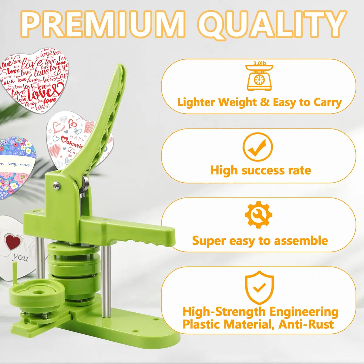 MK.Bear Heart Button Maker Machine Replaceable Badge-Model, DIY Button Pin Maker Kit, Badge Press Machine with 100PCS Heart Badge Supplies | Detachable, Durable, Easy - view 2