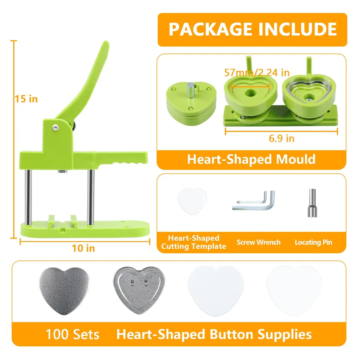 MK.Bear Heart Button Maker Machine Replaceable Badge-Model, DIY Button Pin Maker Kit, Badge Press Machine with 100PCS Heart Badge Supplies | Detachable, Durable, Easy - view 3