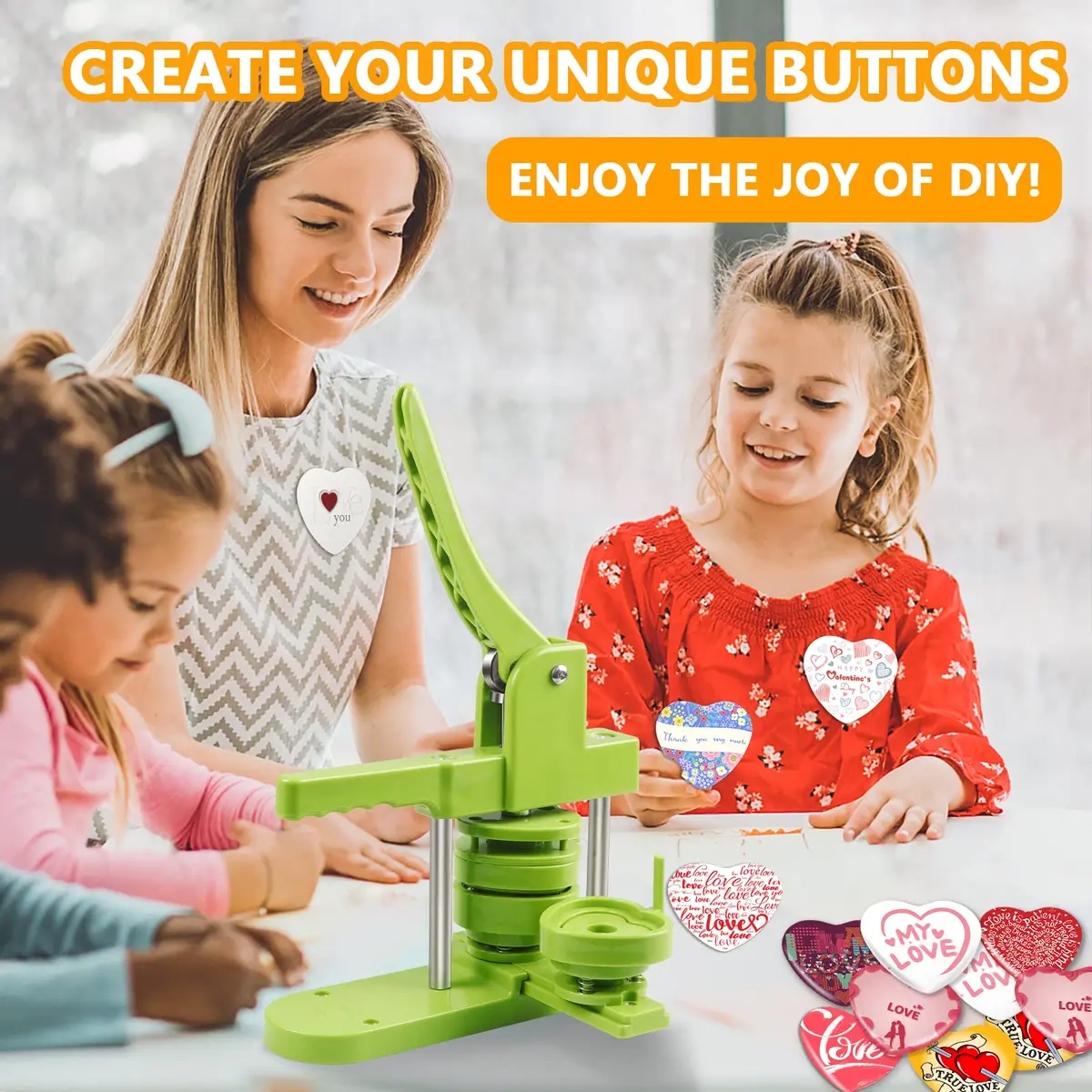 MK.Bear Heart Button Maker Machine Replaceable Badge-Model, DIY Button Pin Maker Kit, Badge Press Machine with 100PCS Heart Badge Supplies | Detachable, Durable, Easy - view 4