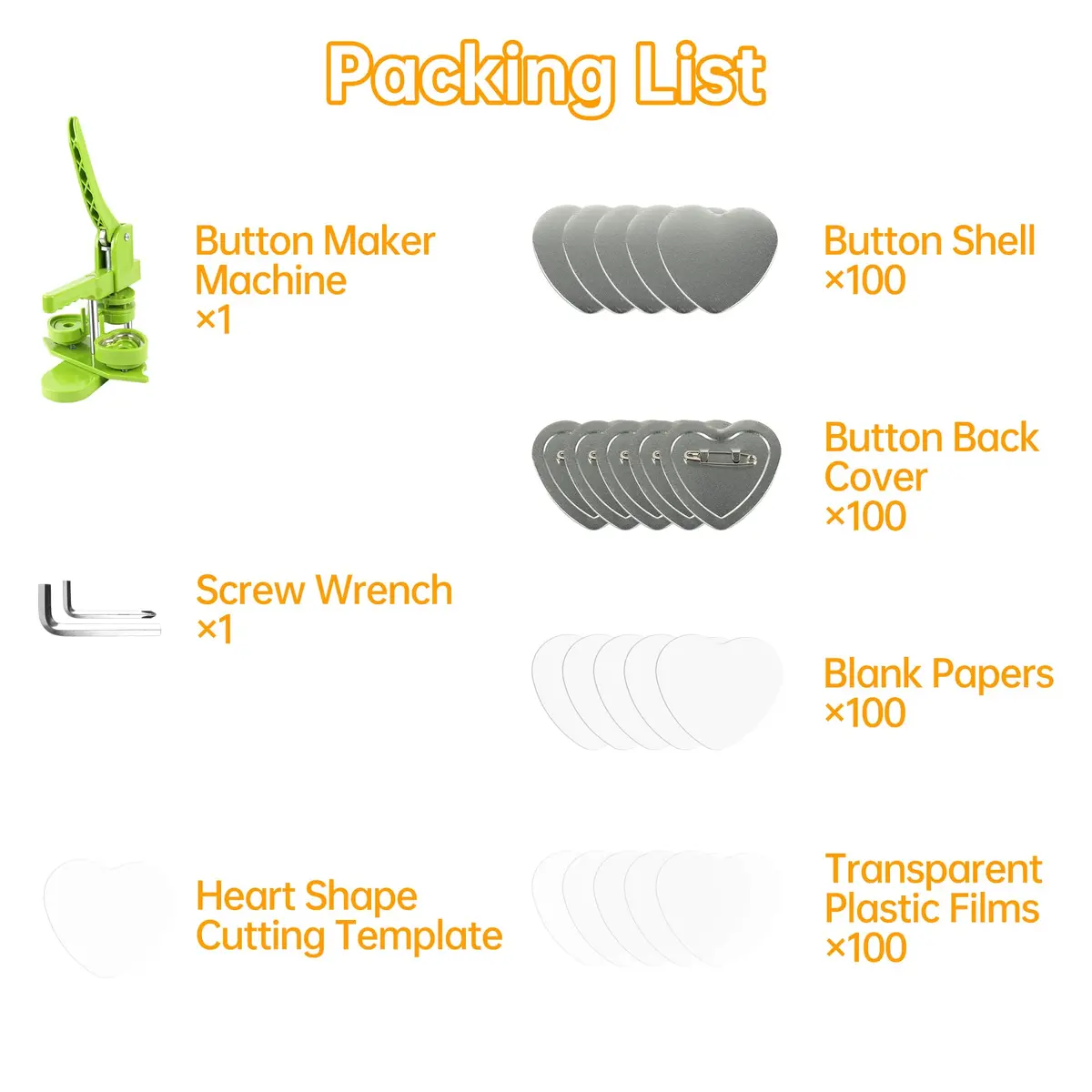 MK.Bear Heart Button Maker Machine DIY Gift, 100 Sets Supplies, Green | Easy to Use, Durable Plastic, Perfect for DIY Crafts - view 5