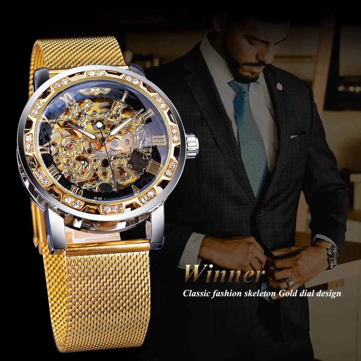 FORSINING Retro Skeleton Automatic Watch 49mm (1.93in) | Luxury Mechanical Watch with Diamond Dial - view 7