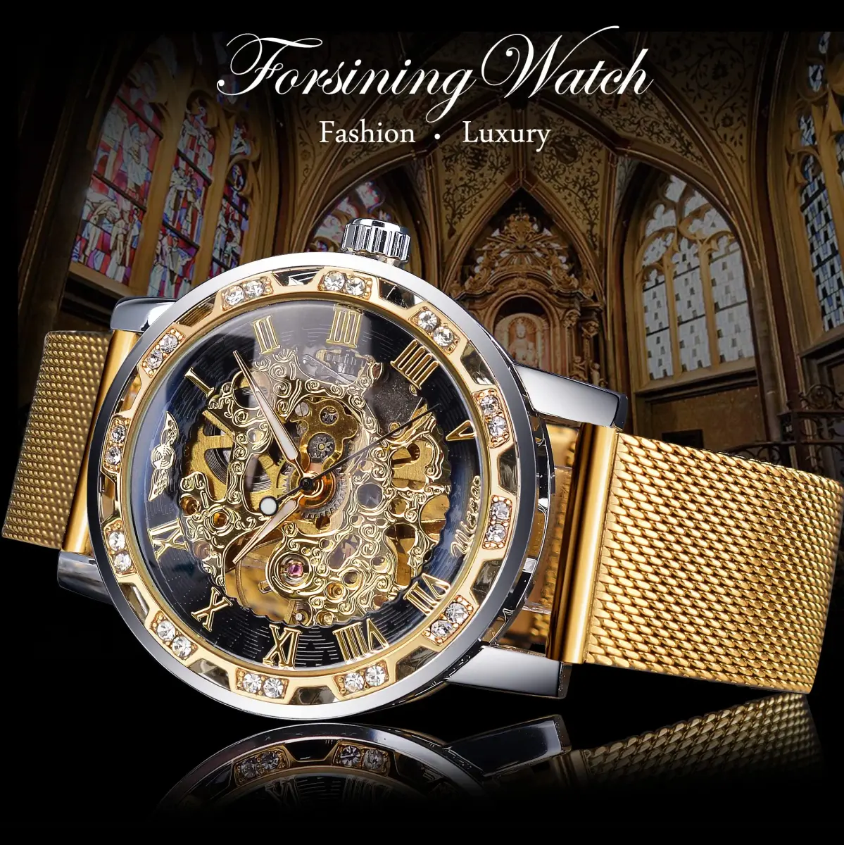 FORSINING Retro Skeleton Automatic Watch 49mm (1.93in) | Luxury Mechanical Watch with Diamond Dial - view 2