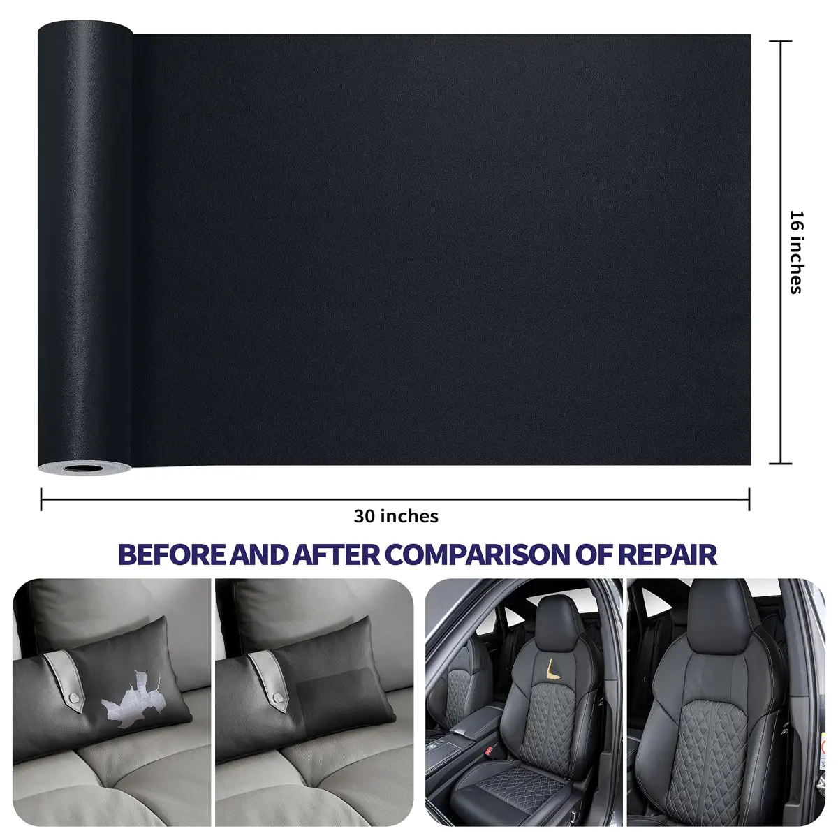 Besezx Leather Repair Patch Tape Kit Self Adhesive for Furniture Couch Sofa Car Seats Office Chair Vinyl Repair 30in x 16in - view 3