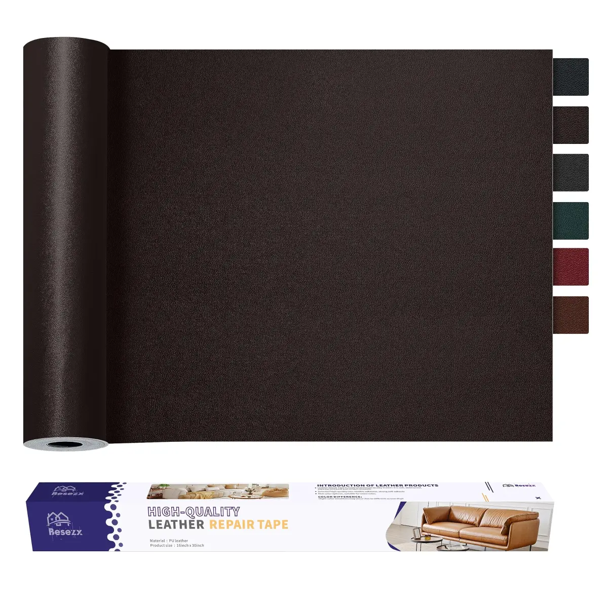 Besezx Leather Repair Patch Tape Kit 76cm x 41cm (30in x 16in) | Self-Adhesive for Furniture & Car Seats - main product image