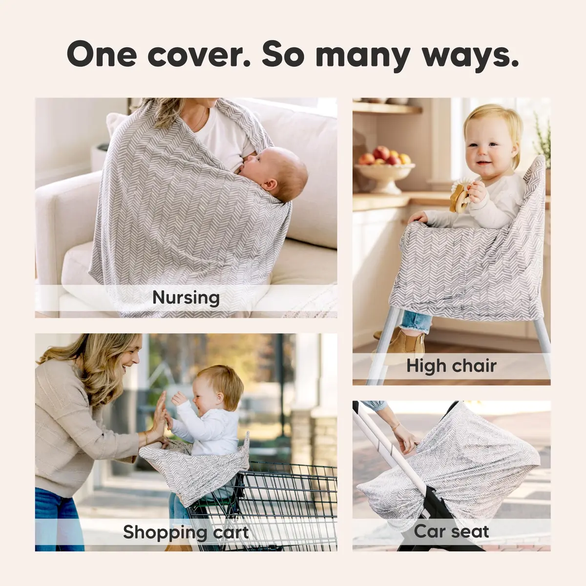 KeaBabies Nursing Cover Herringbone Multi Use Breastfeeding Cover 79cm x 104cm | 360° Coverage for Privacy - view 6