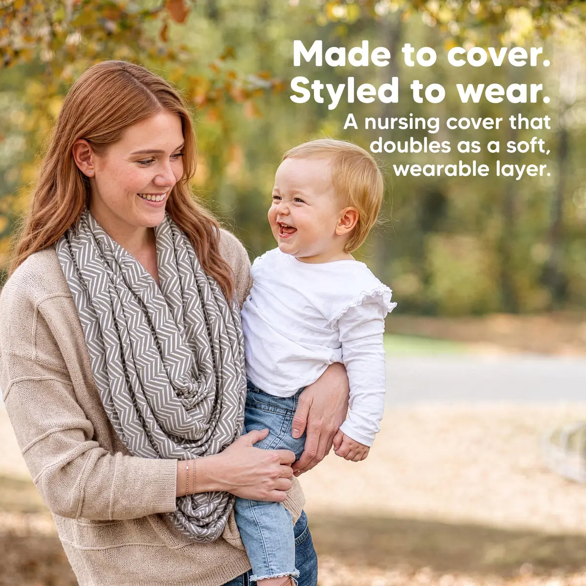 KeaBabies Nursing Cover Herringbone Multi Use Breastfeeding Cover 79cm x 104cm | 360° Coverage for Privacy - view 9