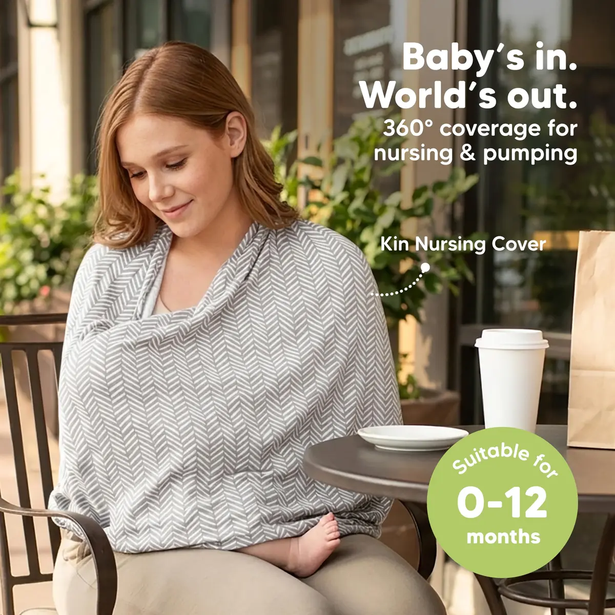 KeaBabies Nursing Cover Herringbone Multi Use Breastfeeding Cover 79cm x 104cm | 360° Coverage for Privacy - view 2