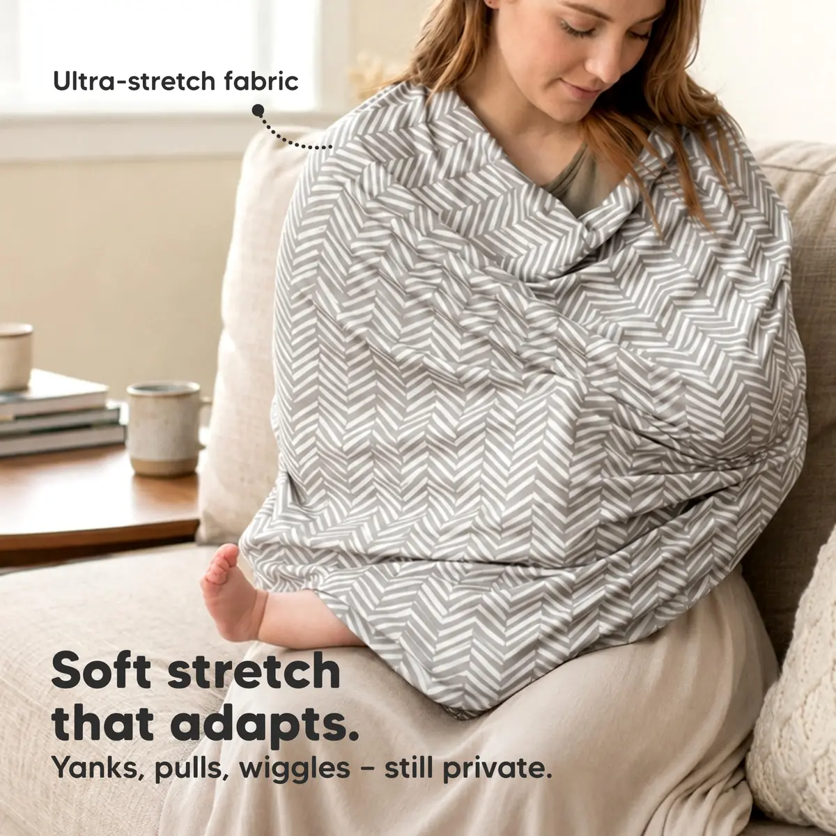 KeaBabies Nursing Cover Herringbone Multi Use Breastfeeding Cover 79cm x 104cm | 360° Coverage for Privacy - view 3