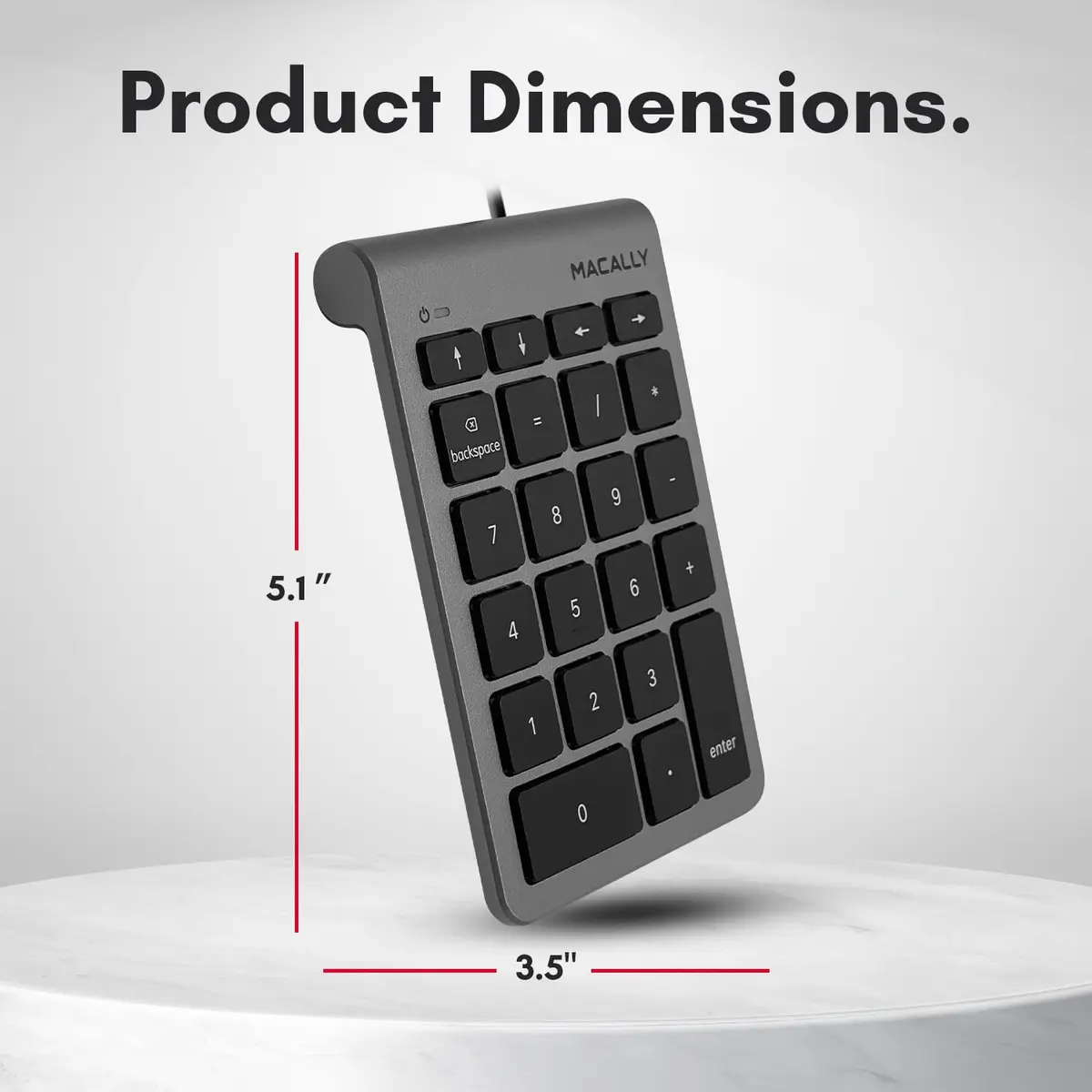 Macally USB-C Wired Number Pad for Mac & PC - 22 Full-Size Keys, Slim Portable Numpad with Tactile Feedback | 22-Key USB Keypad with 5ft Cable - view 7